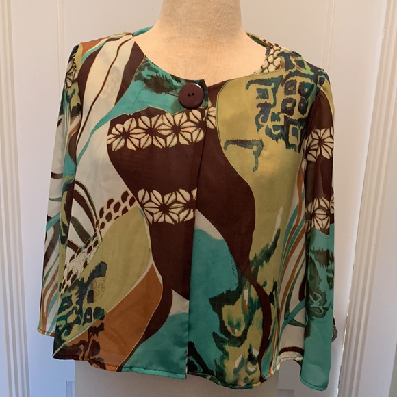 Sere Nade Abstract Print 2 Piece Top Set- Tank & Topper Cardigan Large - Picture 3 of 12
